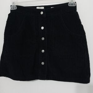 Cotton on 91 A-Line Mini black Corduroy Button down front mini skirt